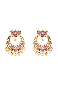 Gold Finish Faux Pearl Chandbali Earrings
