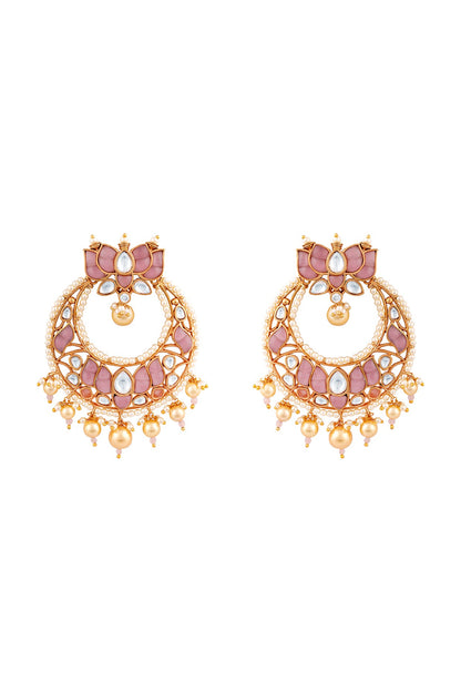 Gold Finish Faux Pearl Chandbali Earrings