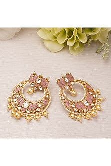 Gold Finish Faux Pearl Chandbali Earrings