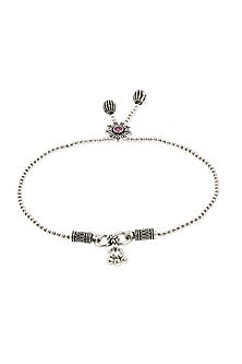 Silver Finish Ruby Stone Anklet In Sterling Silver