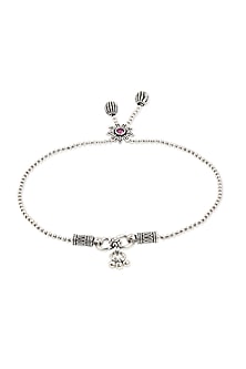 Silver Finish Ruby Stone Anklet In Sterling Silver