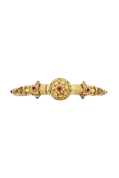Gold Plated Spinel Ruby Stone Bangle In Sterling Silver