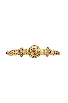 Gold Plated Spinel Ruby Stone Bangle In Sterling Silver