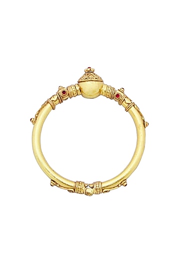 Gold Plated Spinel Ruby Stone Bangle In Sterling Silver
