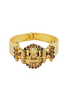 Gold Plated Goddess Lakshmi Bangle In Sterling Silver