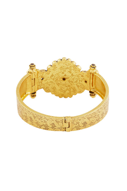 Gold Plated Goddess Lakshmi Bangle In Sterling Silver