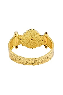 Gold Plated Goddess Lakshmi Bangle In Sterling Silver