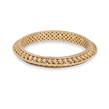 Gold Plated Temple Kada In Sterling Silver