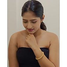 Gold Plated Temple Kada In Sterling Silver