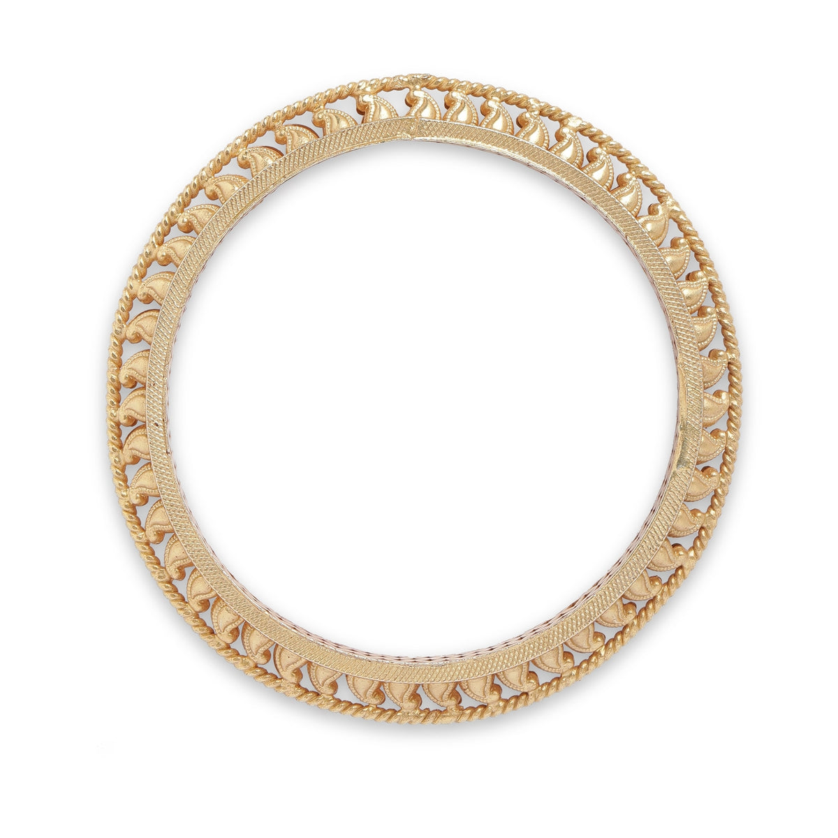 Gold Plated Temple Kada In Sterling Silver