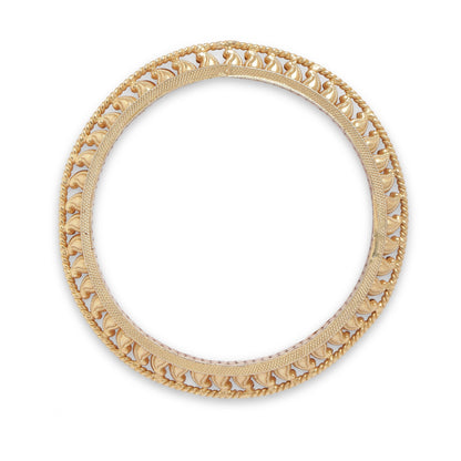 Gold Plated Temple Kada In Sterling Silver