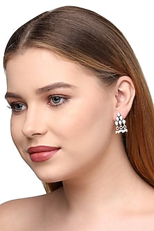 White Pearl Stud Earrings In Sterling Silver