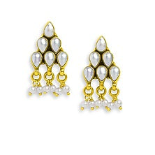 Gold Plated Pearl Stud Earrings In Sterling Silver