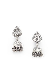 Silver Jhumka Paan Patta Earrings In Sterling Silver