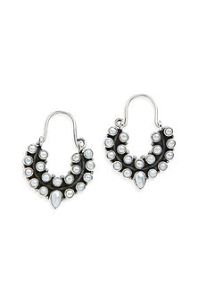 Silver Hoop Pearl Earrings In Sterling Silver