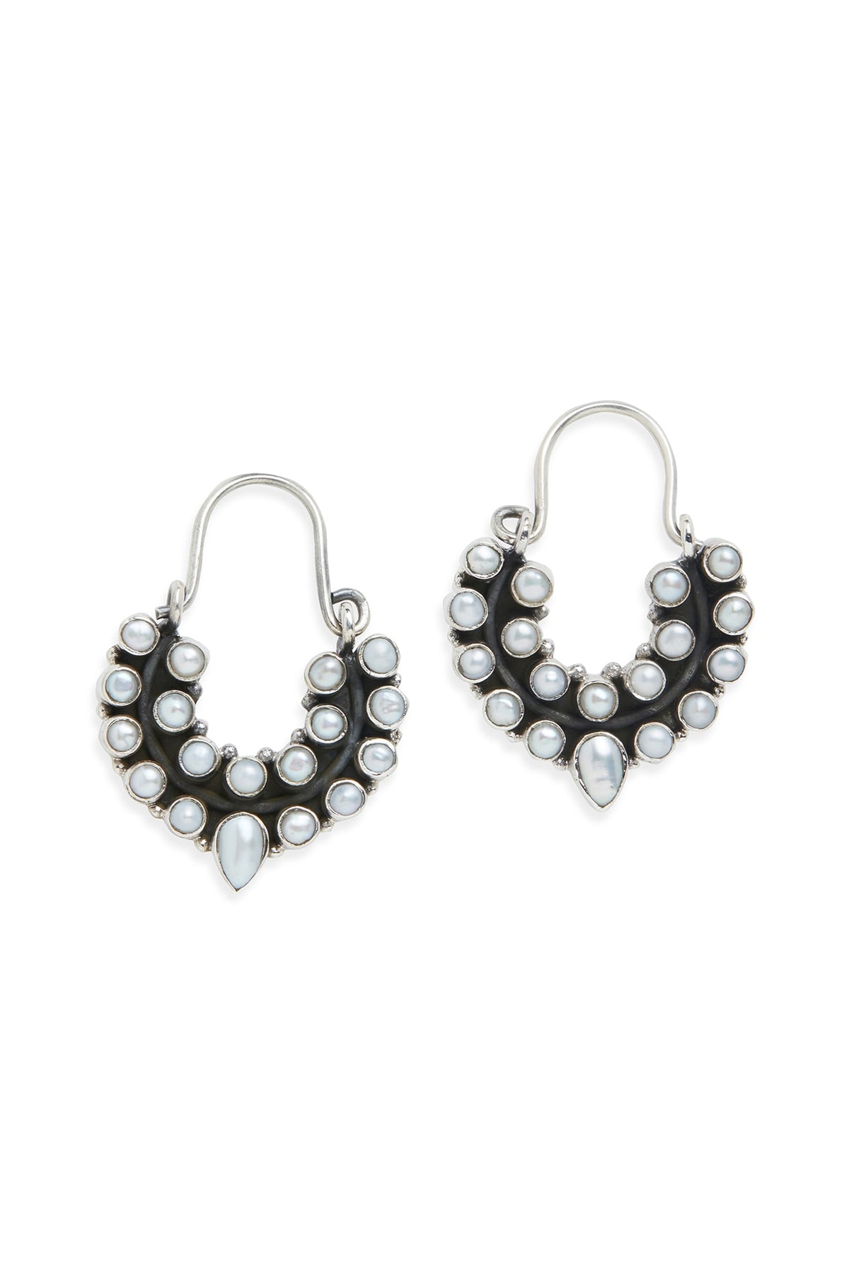 Silver Hoop Pearl Earrings In Sterling Silver