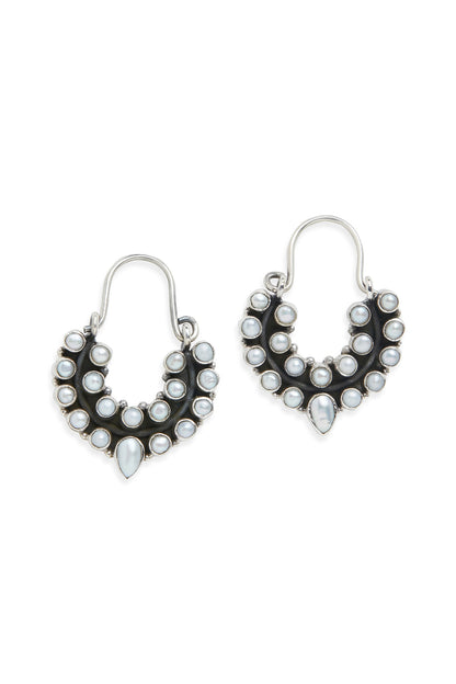 Silver Hoop Pearl Earrings In Sterling Silver