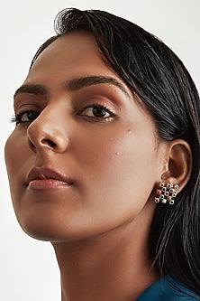 Multi-Colored Gemstone Stud Earrings In Sterling Silver