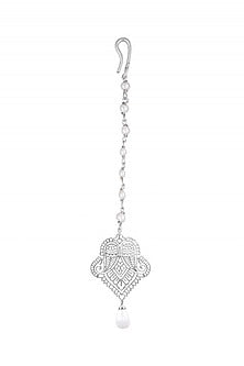 Silver Finish Pearl Drop Maangtikka In Sterling Silver