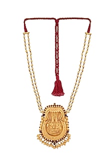 Gold Plated Maroon Spinel Stone Necklace In Sterling Silver