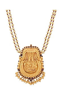 Gold Plated Maroon Spinel Stone Necklace In Sterling Silver
