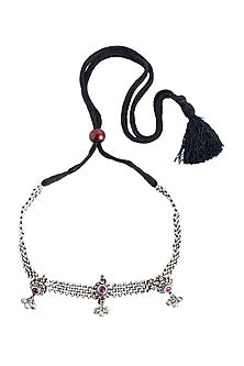Silver Finish Ghungroo Choker Necklace In Sterling Silver
