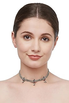 Silver Finish Ghungroo Choker Necklace In Sterling Silver