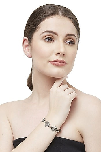 Silver Finish Sikka Mohur Bracelet In Sterling Silver