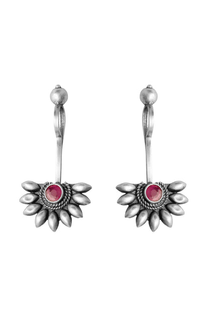 Silver Finish Pink Stone Dangler Earrings In Sterling Silver