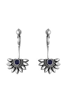 Silver Finish Black Onyx Stone Dangler Earrings In Sterling Silver