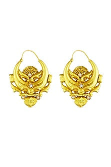 Gold Plated Floral Hoop In Sterling Silver