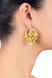 Gold Plated Floral Hoop In Sterling Silver