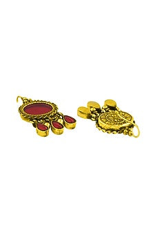 Gold Plated Red Glass Dangler Earrings In Sterling Silver