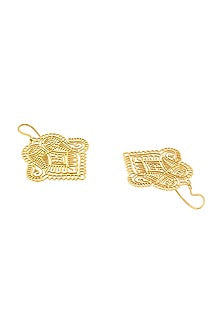 Gold Plated Motif Dangler Earrings In Sterling Silver