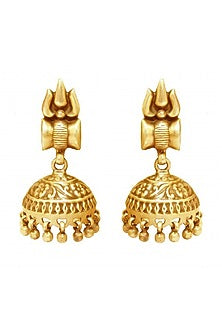 Gold Plated Jhumka Earrings In Sterling Silver