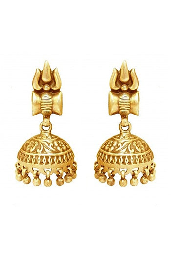 Gold Plated Jhumka Earrings In Sterling Silver