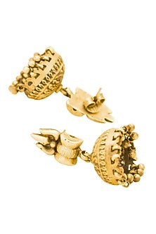 Gold Plated Jhumka Earrings In Sterling Silver