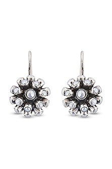 Silver Finish Mother Of Pearl Dangler Earrings In Sterling Silver