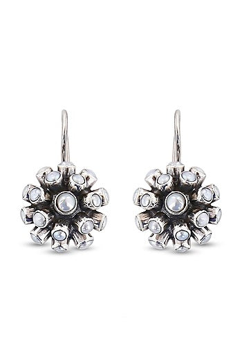 Silver Finish Mother Of Pearl Dangler Earrings In Sterling Silver
