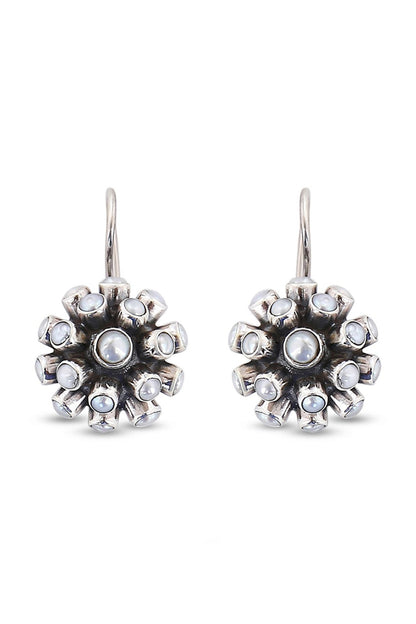 Silver Finish Mother Of Pearl Dangler Earrings In Sterling Silver