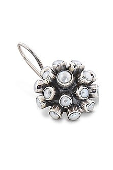 Silver Finish Mother Of Pearl Dangler Earrings In Sterling Silver