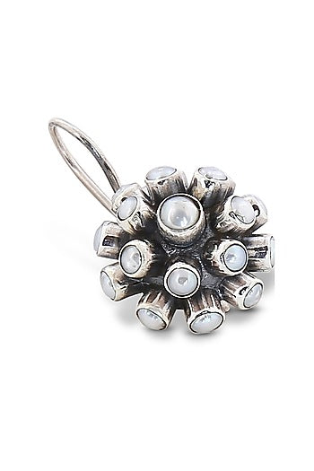 Silver Finish Mother Of Pearl Dangler Earrings In Sterling Silver