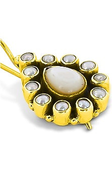Gold Plated Mother Of Pearl Dangler Earrings In Sterling Silver