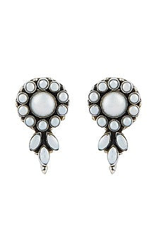 Silver Finish Mother Of Pearl Dangler Earrings In Sterling Silver