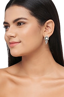 Silver Finish Mother Of Pearl Dangler Earrings In Sterling Silver