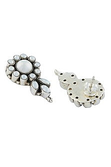 Silver Finish Mother Of Pearl Dangler Earrings In Sterling Silver