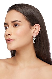 Silver Finish Pearl Dangler Earrings In Sterling Silver