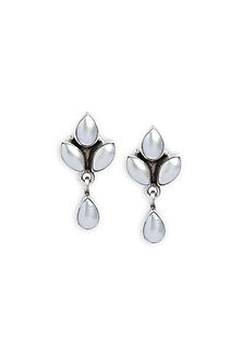 White Mother Of Pearl Stud Earrings In Sterling Silver