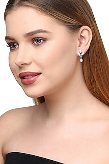 White Mother Of Pearl Stud Earrings In Sterling Silver