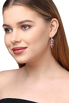 Red Onyx Leave Dangler Earrings In Sterling Silver